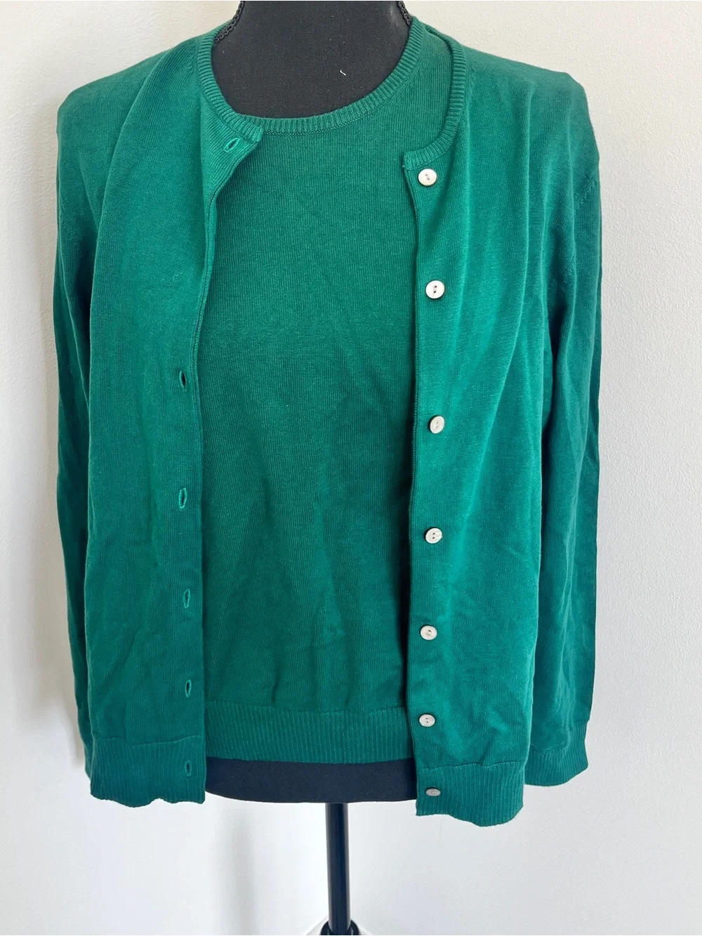 Lands’ End Supima Cotton Knit Twinset Sz S Cardigan Shirt